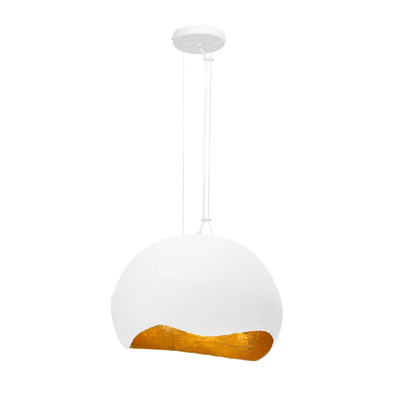 Art Deco Ceiling Lights with Geometric Patterns and Metallic FinishesArt Deco Ceiling Lights with Geometric Patterns and Metallic FinishesBaleia 2 Light Pendant in White and Gold Foil