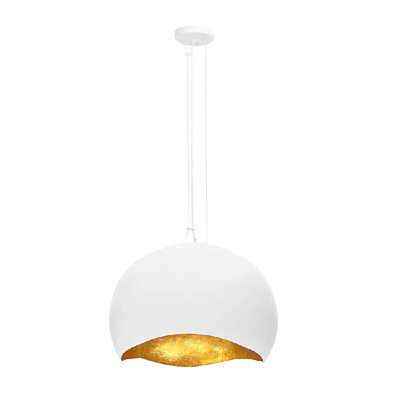 Tropical - Themed Ceiling Lights with Palm - Leaf Shapes and Rattan WrapsTropical - Themed Ceiling Lights with Palm - Leaf Shapes and Rattan WrapsBaleia 3 Light Pendant in White and Gold Foil