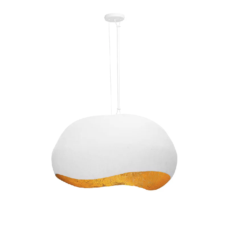 Contemporary Ceiling Lights with Unique, Abstract ShapesContemporary Ceiling Lights with Unique, Abstract ShapesBaleia 4 Light Pendant in White and Gold Foil