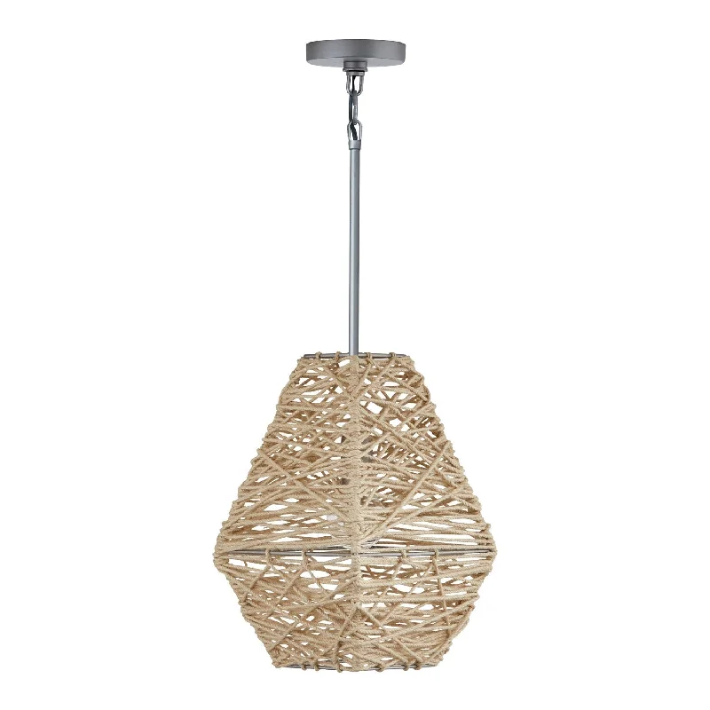 Bohemian Ceiling Lights with Beads, Tassels, and Colorful GlassBohemian Ceiling Lights with Beads, Tassels, and Colorful GlassCapital Finley 335213NY Pendant Light - Natural Jute and Grey