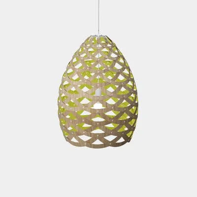 African - Inspired Ceiling Lights with Tribal Patterns and Natural MaterialsAfrican - Inspired Ceiling Lights with Tribal Patterns and Natural MaterialsLime Tui Pendants by David Trubridge