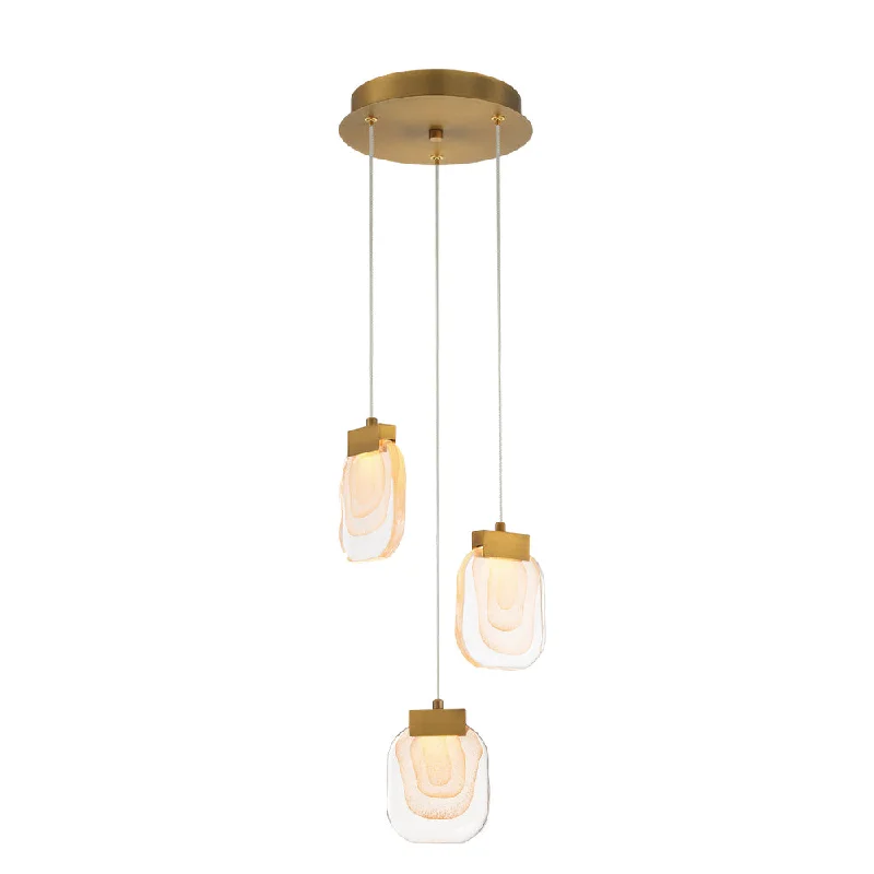 Glass Ceiling Lights with Frosted, Colored, or Etched GlassGlass Ceiling Lights with Frosted, Colored, or Etched GlassPaget, 3 Lights , LED, Cha, Gold