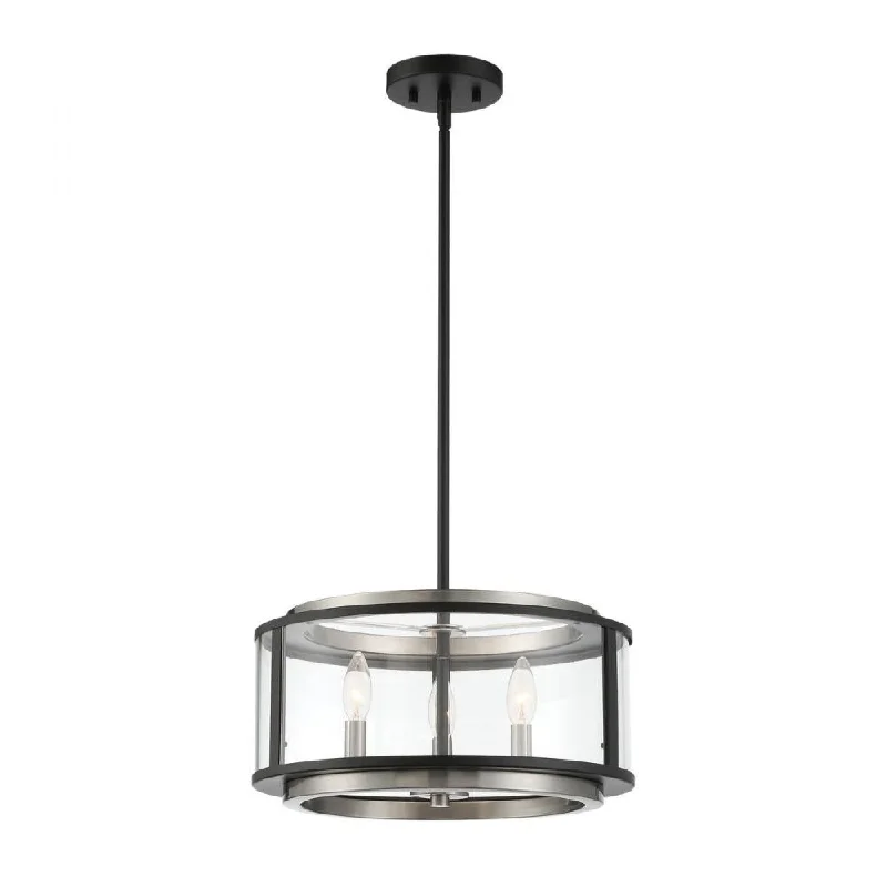 Glass Ceiling Lights with Frosted, Colored, or Etched GlassGlass Ceiling Lights with Frosted, Colored, or Etched GlassTambouro, 3 Lights Pend/semi, Sn/blk