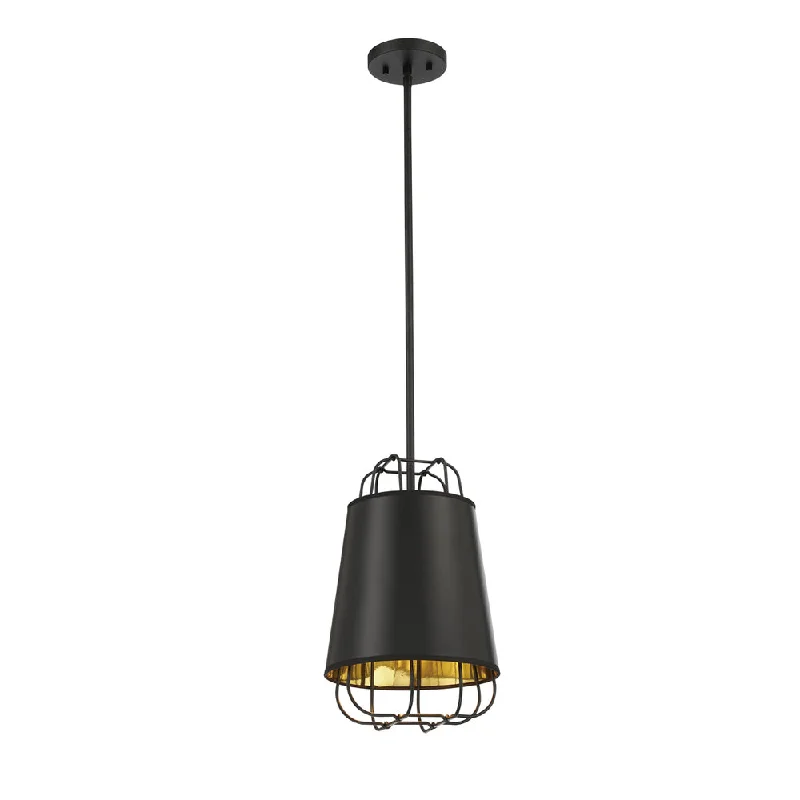 Industrial Style Ceiling Lights with Exposed Bulbs and Metal CagesIndustrial Style Ceiling Lights with Exposed Bulbs and Metal CagesTura, 1 Light Pendant, Black